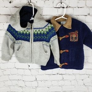 2 Pc Fair Isle Sweater & Sherpa Jacket 12M